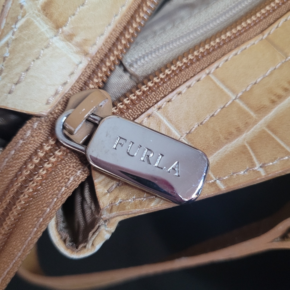 Furla Croc Satchel genuine leather made In Italy - Picture 14 of 16